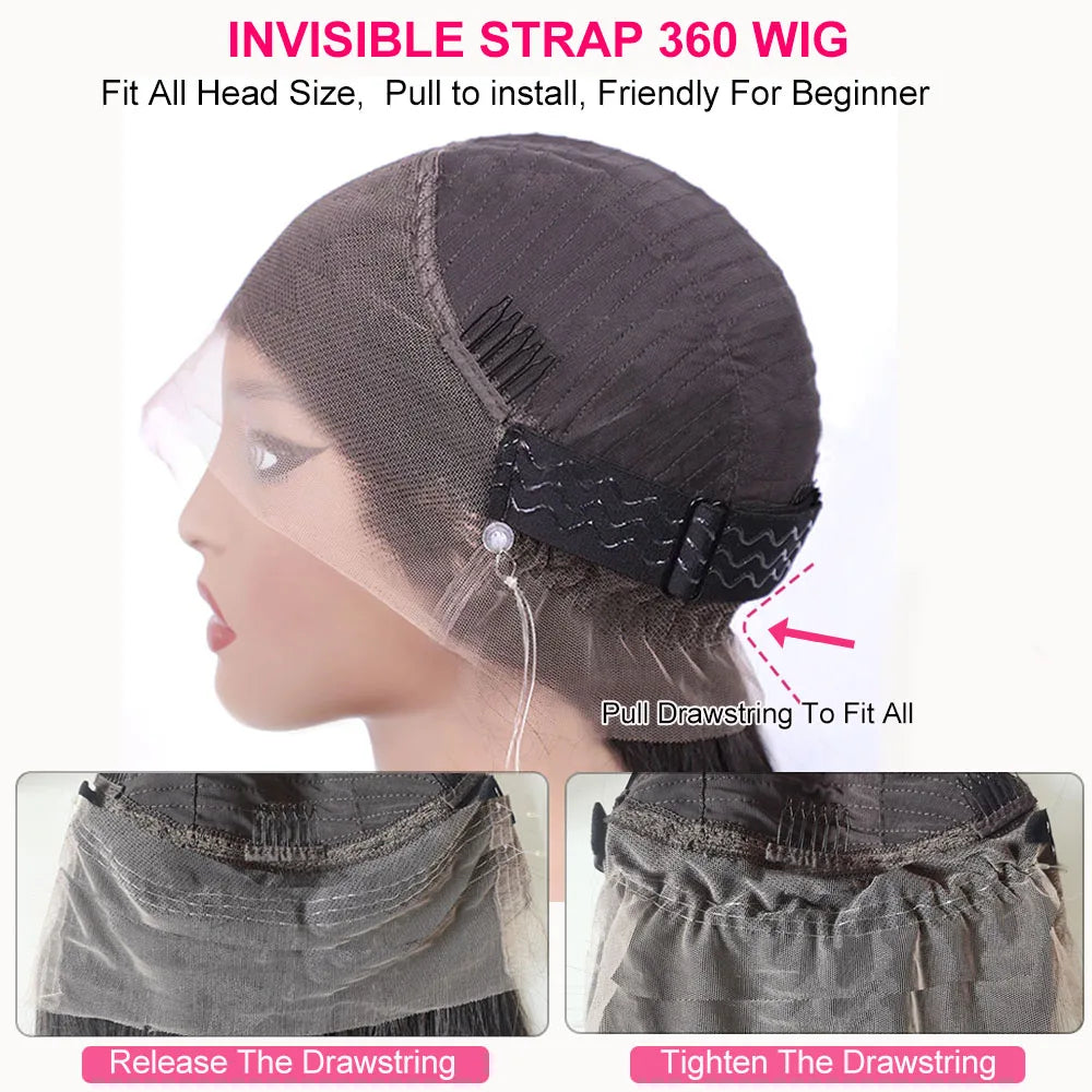 Invisi Strap 360 Full HD Lace Wig 250 Density Curly Glueless Human Hair Wig Chocolate Brown Lace Front Wig Deep Wave Frontal Wig