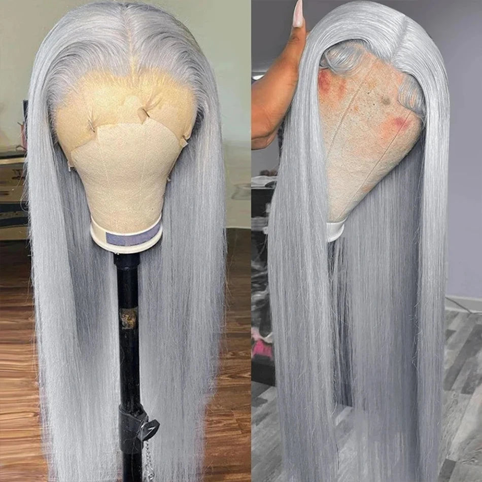 Silver Grey Color Body Wave Lace Front Wig 13x4 Hd Transparent Lace Front Human Hair Wigs Brazilian Hair Colored Wigs For Women
