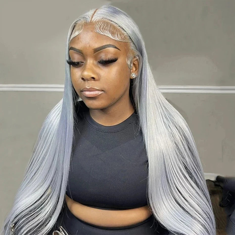 Silver Grey Color Body Wave Lace Front Wig 13x4 Hd Transparent Lace Front Human Hair Wigs Brazilian Hair Colored Wigs For Women