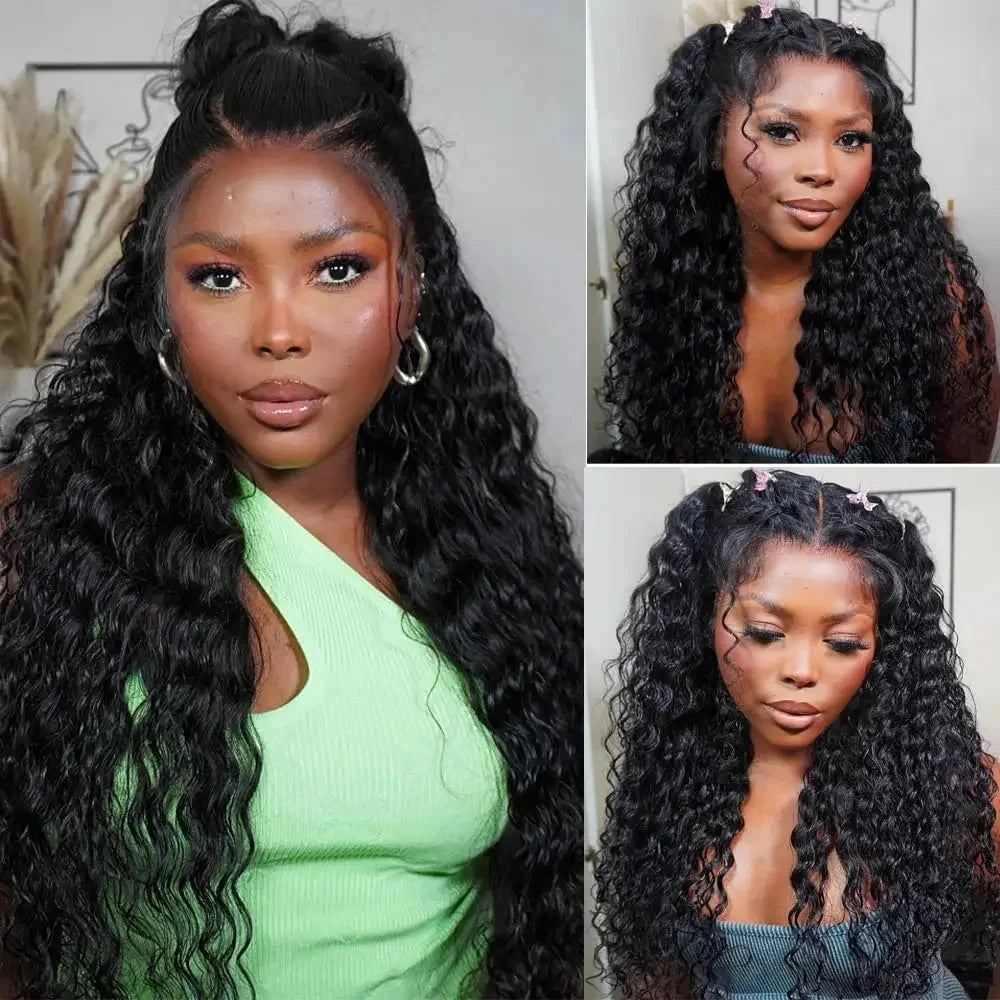 Invisi Strap HD 360 Full Lace Wig Human Hair 250 Density Precut 360 Lace Front Wig Deep Curly Glueless Wig Human Hair Wig