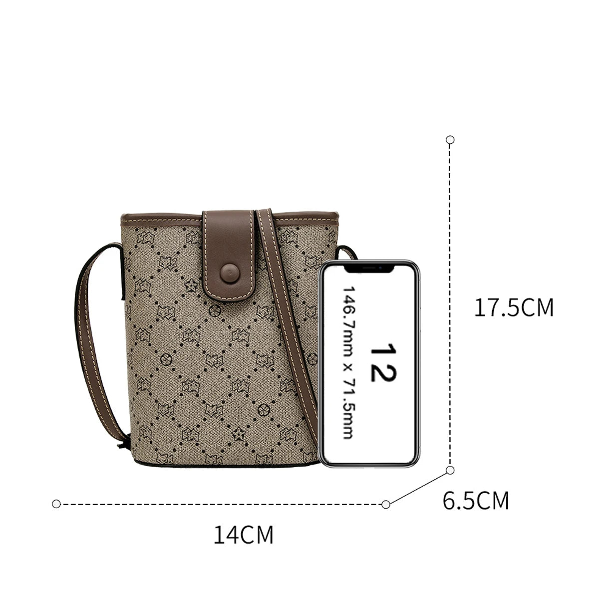 FOXER Women Mini Cellphone Bag Female Small Shoulder Bucket Bag Travel Crossbody Purse