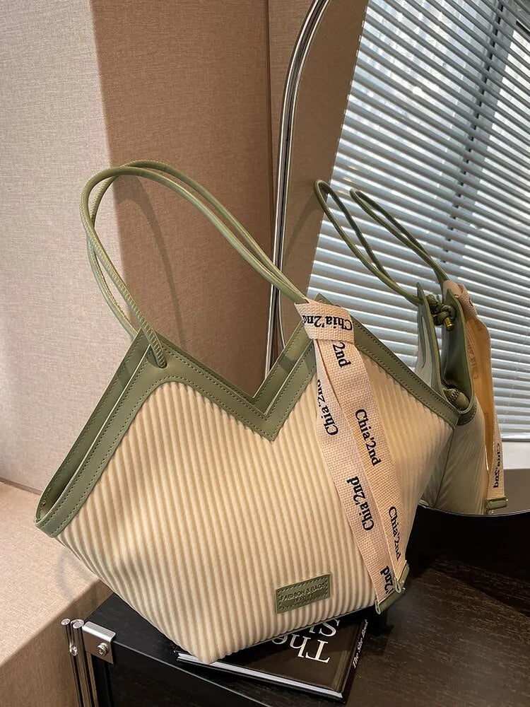Korean Style Big Bag Women's Bag Casual All-match Canvas Bag Commuter Shoulder Bag Student Tote Bag