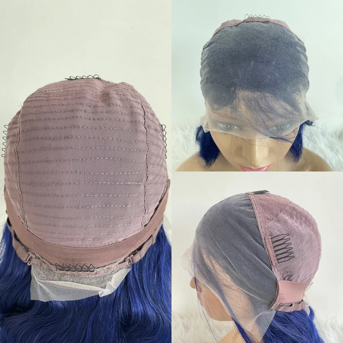 13x4 Navy Blue Body Wave Lace Frontal Wigs Brazilian Hair Wigs Blue Colored HD Transparent Lace Front Wigs For Women Pre Plucked