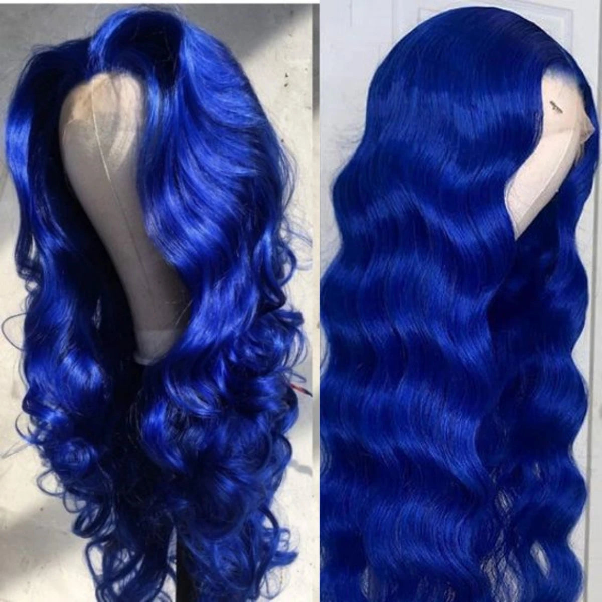 13x4 Navy Blue Body Wave Lace Frontal Wigs Brazilian Hair Wigs Blue Colored HD Transparent Lace Front Wigs For Women Pre Plucked