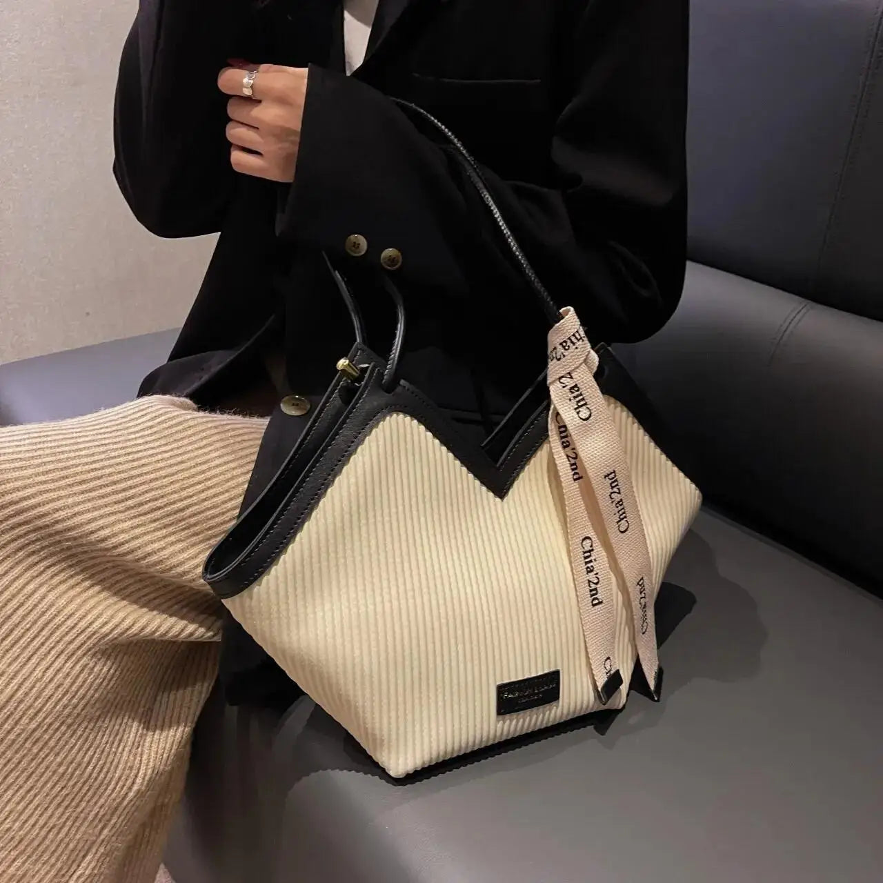 Korean Style Big Bag Women's Bag Casual All-match Canvas Bag Commuter Shoulder Bag Student Tote Bag