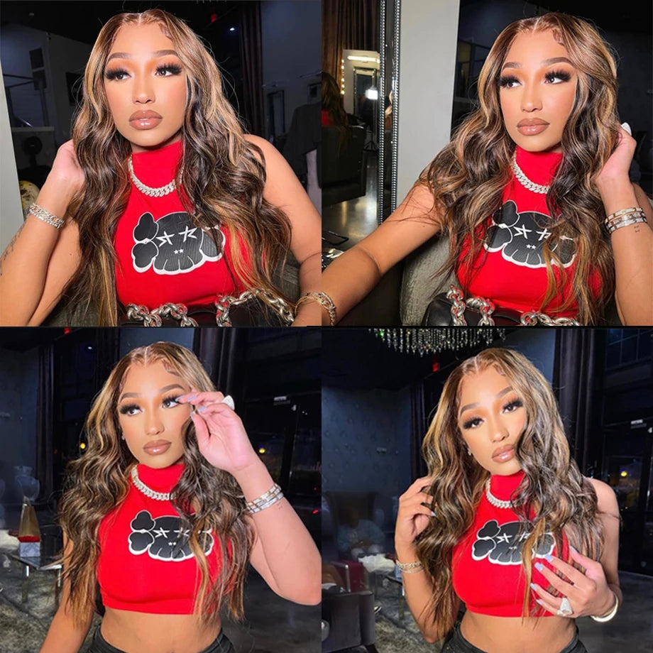 30 Inch Highlight Wig Human Hair Body Wave Human Hair Wigs Brazilian Blonde Ombre Lace Front Wig 13x4 13x6 Hd Lace Frontal Wig