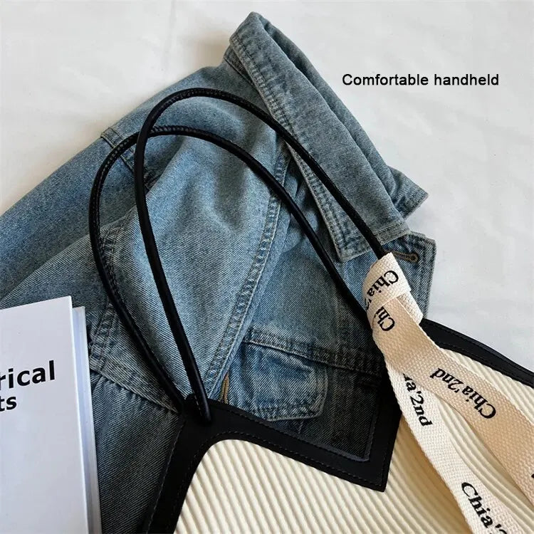 Korean Style Big Bag Women's Bag Casual All-match Canvas Bag Commuter Shoulder Bag Student Tote Bag