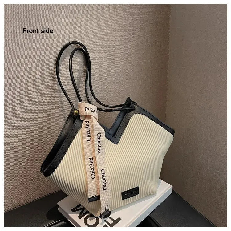Korean Style Big Bag Women's Bag Casual All-match Canvas Bag Commuter Shoulder Bag Student Tote Bag