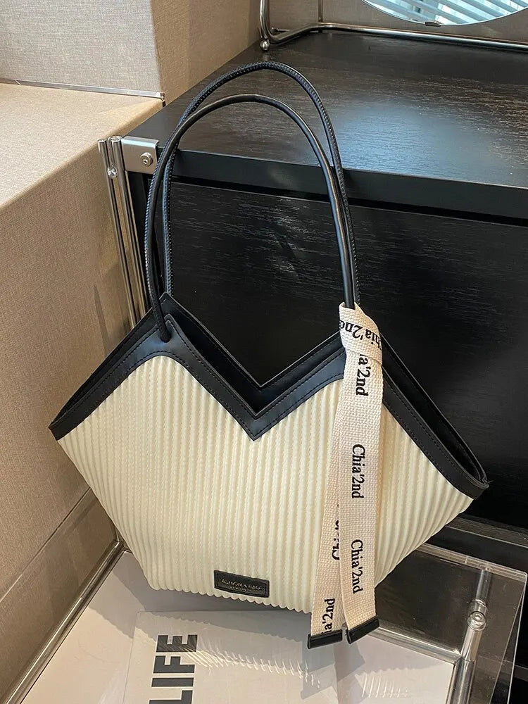 Korean Style Big Bag Women's Bag Casual All-match Canvas Bag Commuter Shoulder Bag Student Tote Bag
