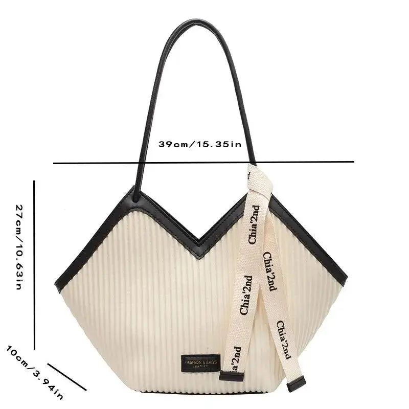 Korean Style Big Bag Women's Bag Casual All-match Canvas Bag Commuter Shoulder Bag Student Tote Bag