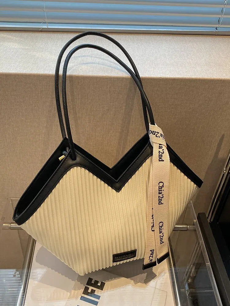 Korean Style Big Bag Women's Bag Casual All-match Canvas Bag Commuter Shoulder Bag Student Tote Bag