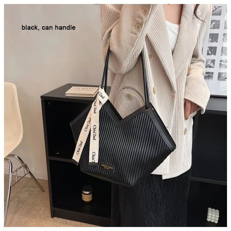 Korean Style Big Bag Women's Bag Casual All-match Canvas Bag Commuter Shoulder Bag Student Tote Bag