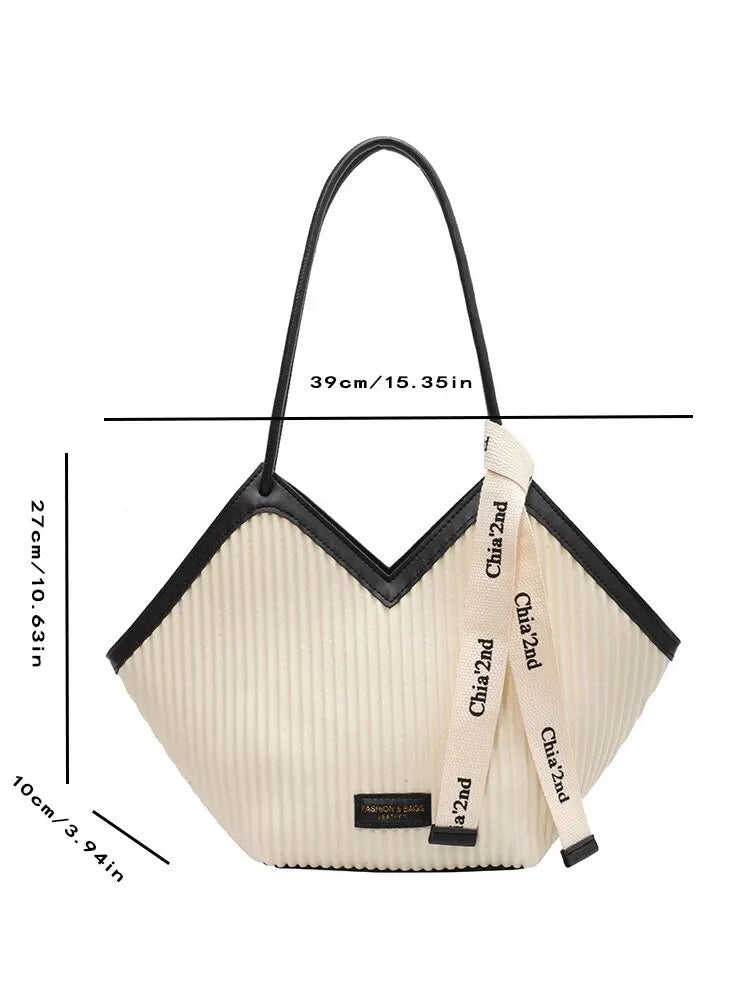 Korean Style Big Bag Women's Bag Casual All-match Canvas Bag Commuter Shoulder Bag Student Tote Bag