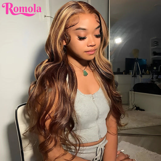 30 Inch Highlight Wig Human Hair Body Wave Human Hair Wigs Brazilian Blonde Ombre Lace Front Wig 13x4 13x6 Hd Lace Frontal Wig