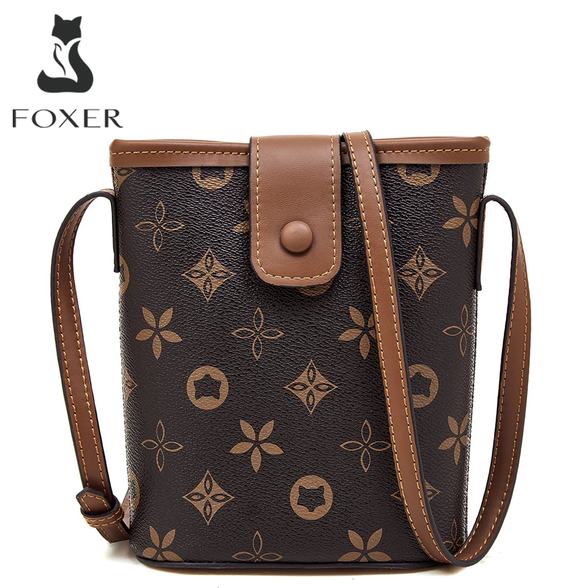 FOXER Women Mini Cellphone Bag Female Small Shoulder Bucket Bag Travel Crossbody Purse