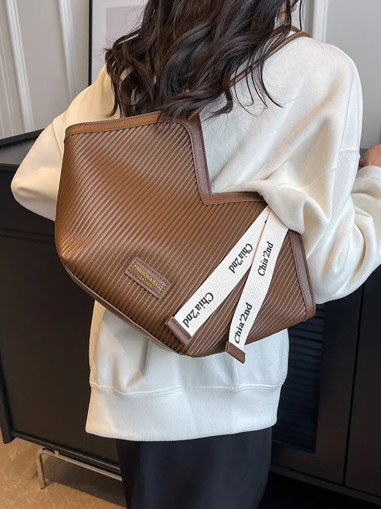 Korean Style Big Bag Women's Bag Casual All-match Canvas Bag Commuter Shoulder Bag Student Tote Bag