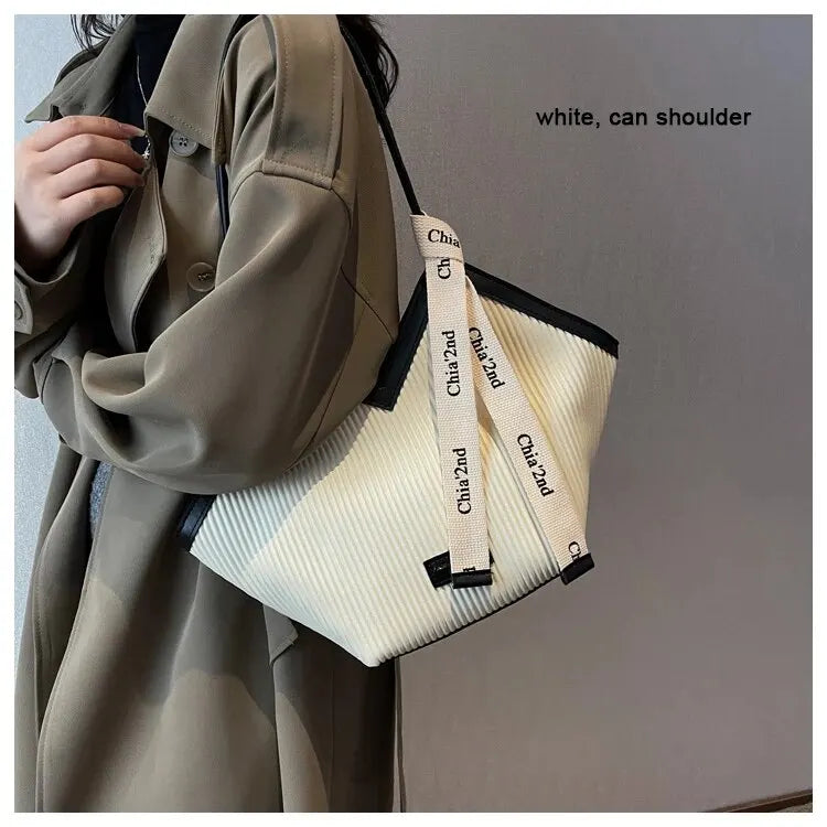 Korean Style Big Bag Women's Bag Casual All-match Canvas Bag Commuter Shoulder Bag Student Tote Bag
