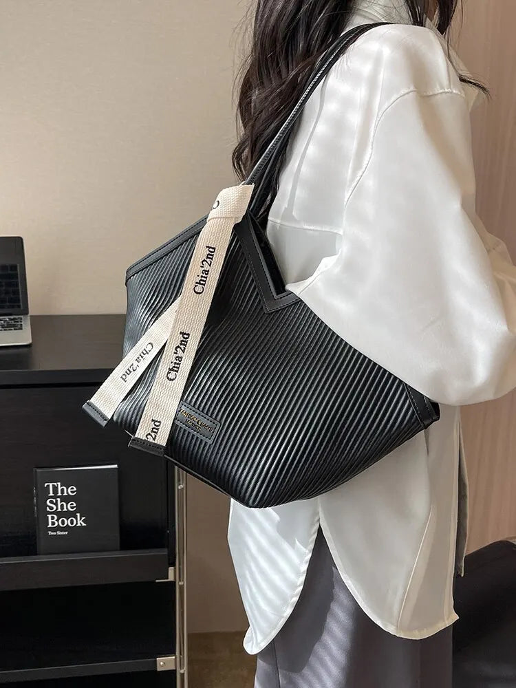 Korean Style Big Bag Women's Bag Casual All-match Canvas Bag Commuter Shoulder Bag Student Tote Bag