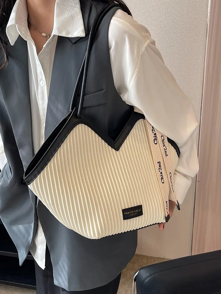 Korean Style Big Bag Women's Bag Casual All-match Canvas Bag Commuter Shoulder Bag Student Tote Bag