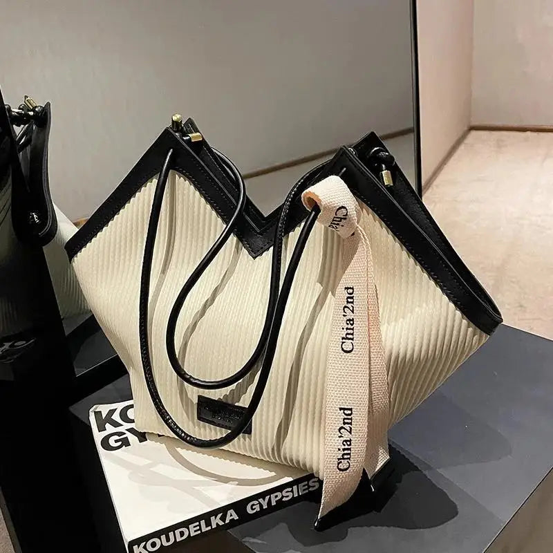 Korean Style Big Bag Women's Bag Casual All-match Canvas Bag Commuter Shoulder Bag Student Tote Bag