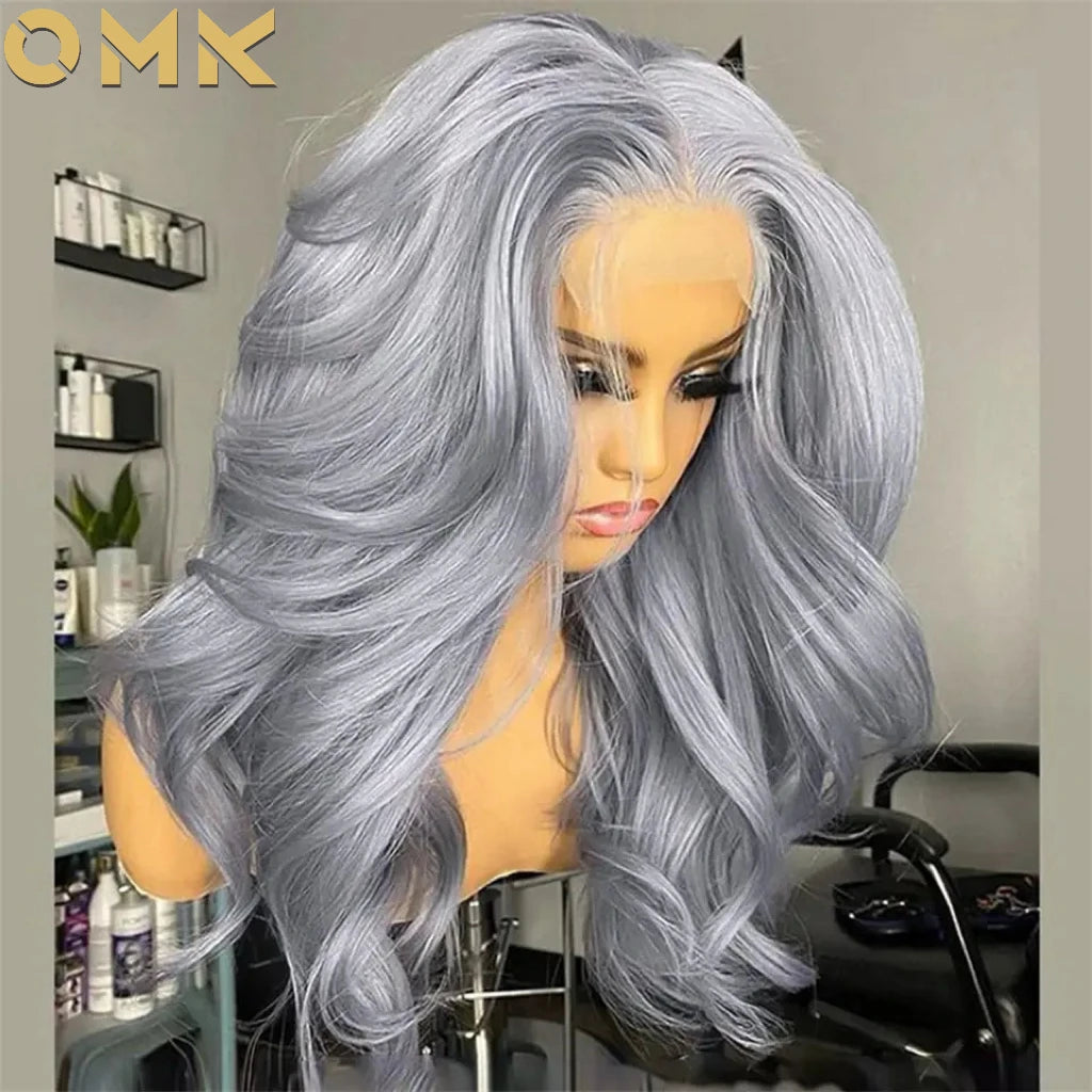 Silver Grey Color Body Wave Lace Front Wig 13x4 Hd Transparent Lace Front Human Hair Wigs Brazilian Hair Colored Wigs For Women