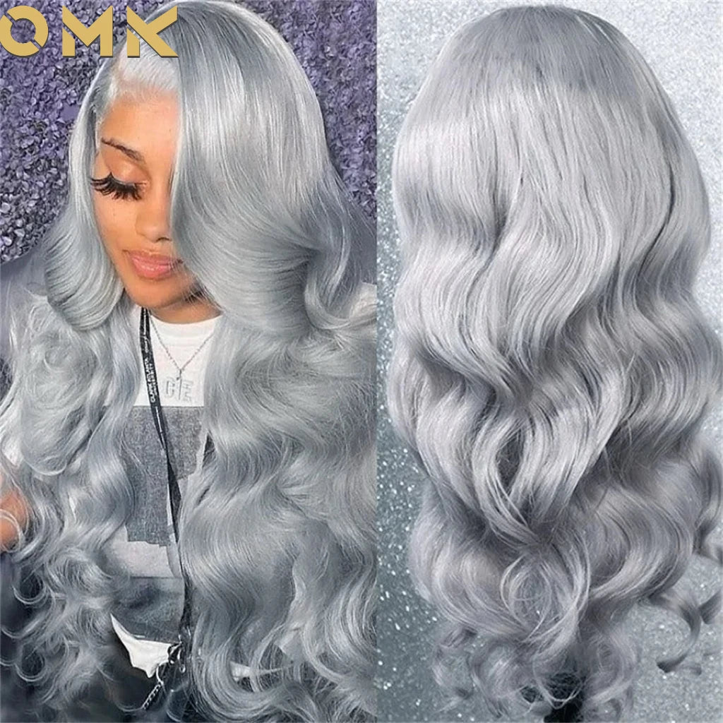 Silver Grey Color Body Wave Lace Front Wig 13x4 Hd Transparent Lace Front Human Hair Wigs Brazilian Hair Colored Wigs For Women