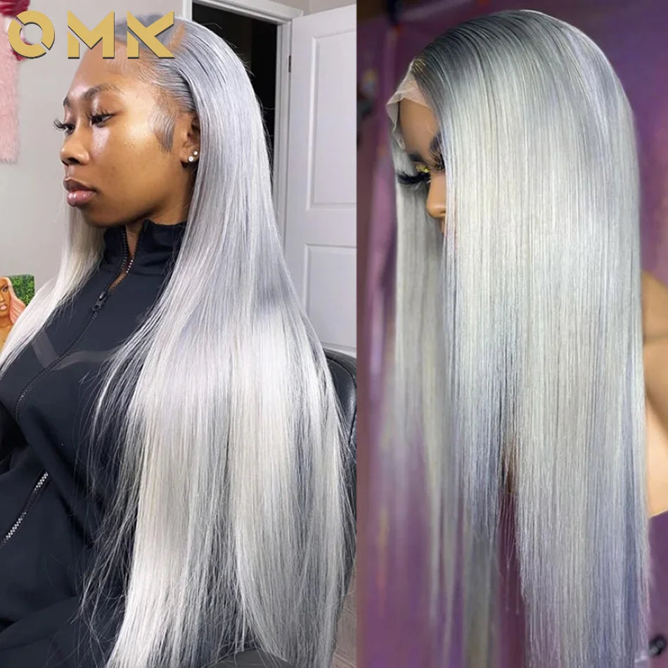 Silver Grey Color Body Wave Lace Front Wig 13x4 Hd Transparent Lace Front Human Hair Wigs Brazilian Hair Colored Wigs For Women