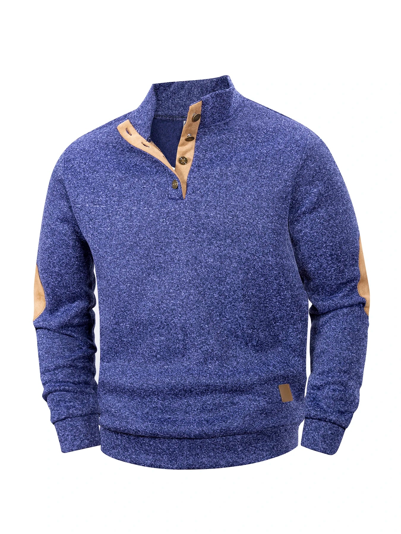 Spring Autumn Men's Casual Pullover Button Down Stand Collar Henley Polo Coats Long Sleeve Stand Collar Sweatshirts for Sport