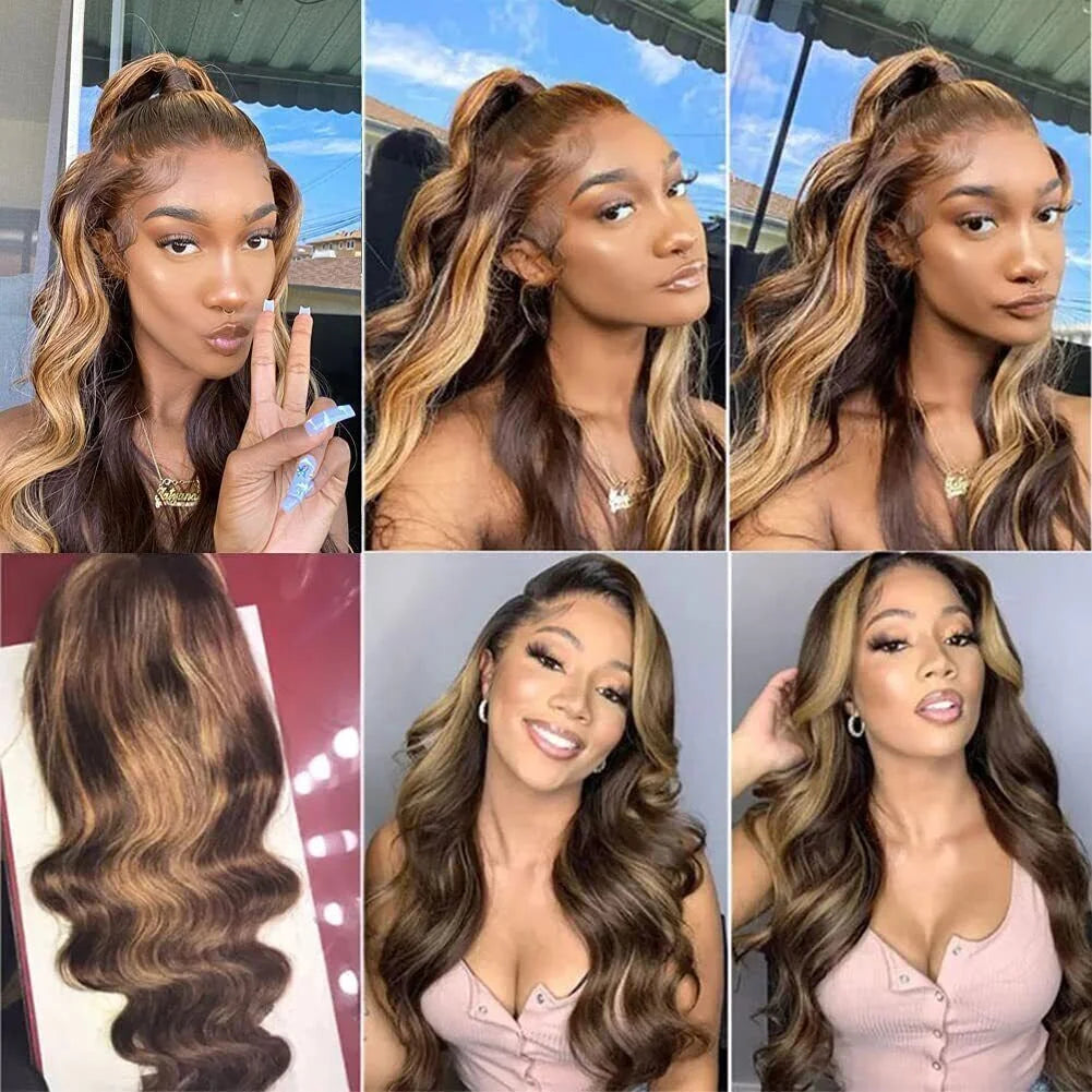 30 Inch Highlight Wig 13x6 13x4 Lace Front Wigs Body Wave Human Hair Wigs For Women Pre Plucked Honey Blonde Lace Frontal Wigs