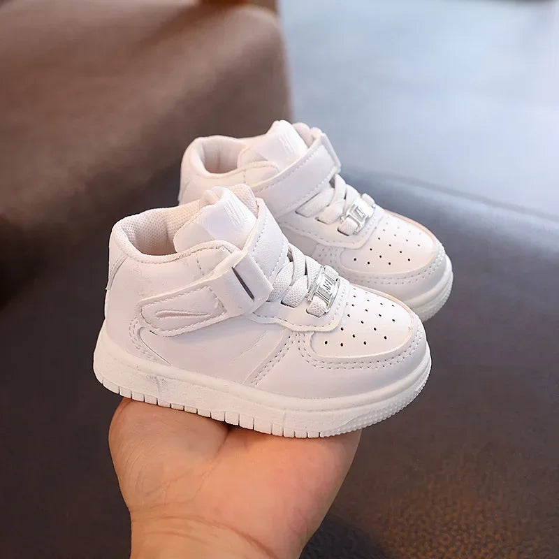 Children Autumn New Pu Leather Spots Shoes Girl Soft Soles Non-slip Comfortable Little White Shoes Boys Casual Kids Sneakers