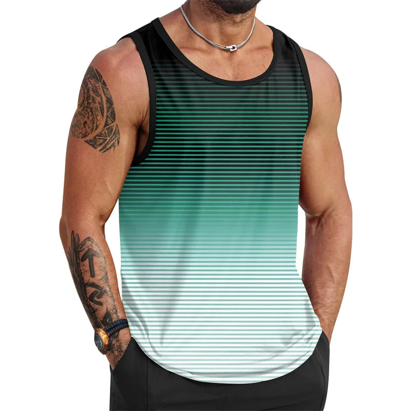 Tropical Palm Tree Pattern Tank Top Men 3d Printing Sleeveless T Shirt Summer Street Hawaiian Beach Workout Fitness Tee Shirts