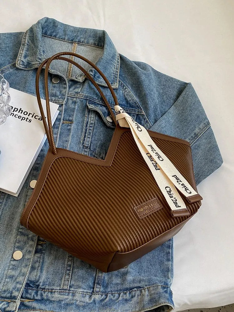 Korean Style Big Bag Women's Bag Casual All-match Canvas Bag Commuter Shoulder Bag Student Tote Bag