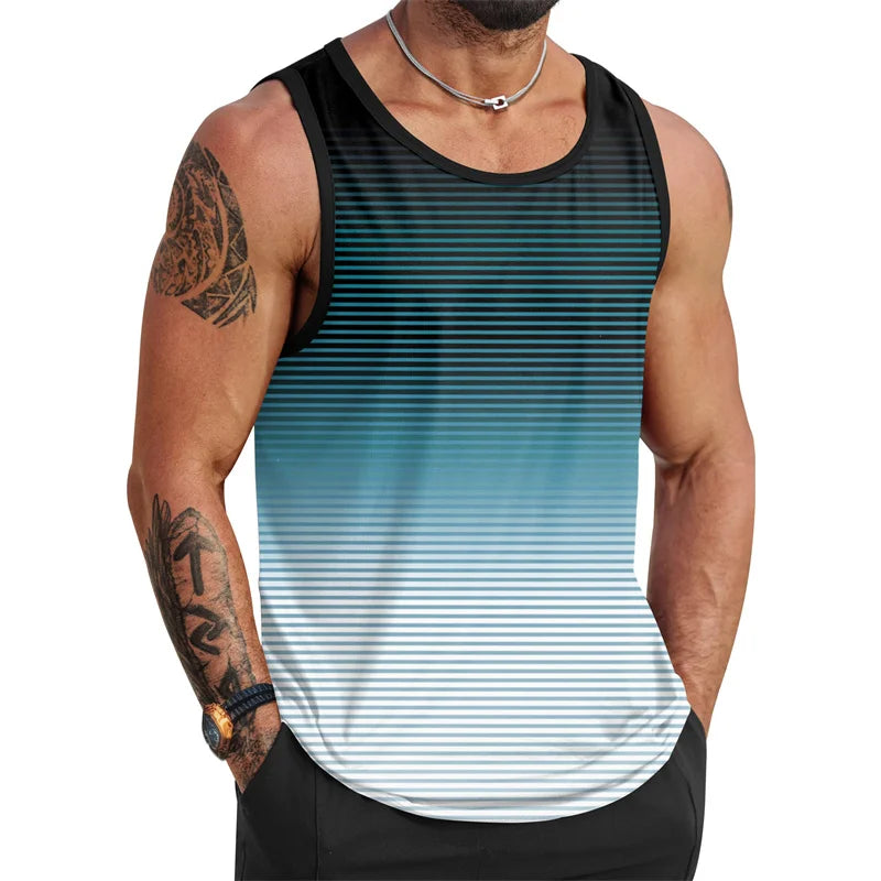 Tropical Palm Tree Pattern Tank Top Men 3d Printing Sleeveless T Shirt Summer Street Hawaiian Beach Workout Fitness Tee Shirts
