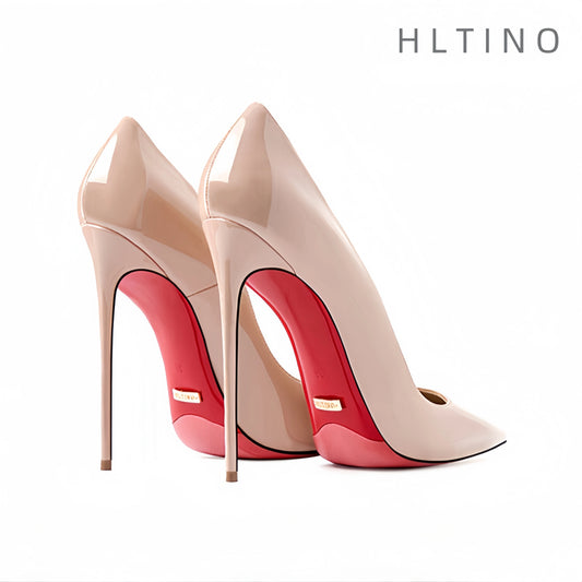 Women's heels 2025 trend Leather Luxury Pumps Red Bottom Pointed Toe High Heels Elegant Stiletto Party Ladies Shoes Woman 12cm