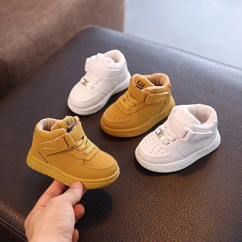 Children Autumn New Pu Leather Spots Shoes Girl Soft Soles Non-slip Comfortable Little White Shoes Boys Casual Kids Sneakers