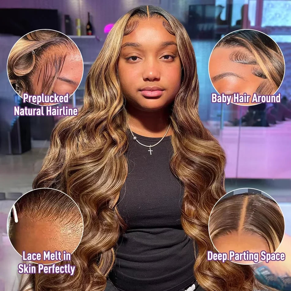 30 Inch Highlight Wig 13x6 13x4 Lace Front Wigs Body Wave Human Hair Wigs For Women Pre Plucked Honey Blonde Lace Frontal Wigs