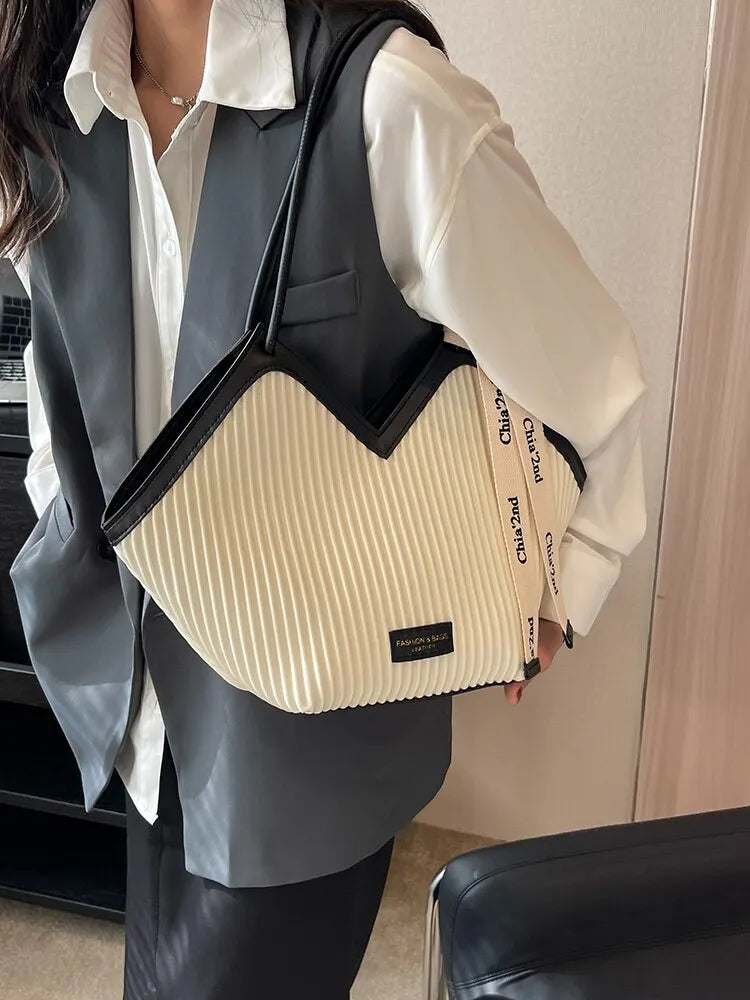 Korean Style Big Bag Women's Bag Casual All-match Canvas Bag Commuter Shoulder Bag Student Tote Bag