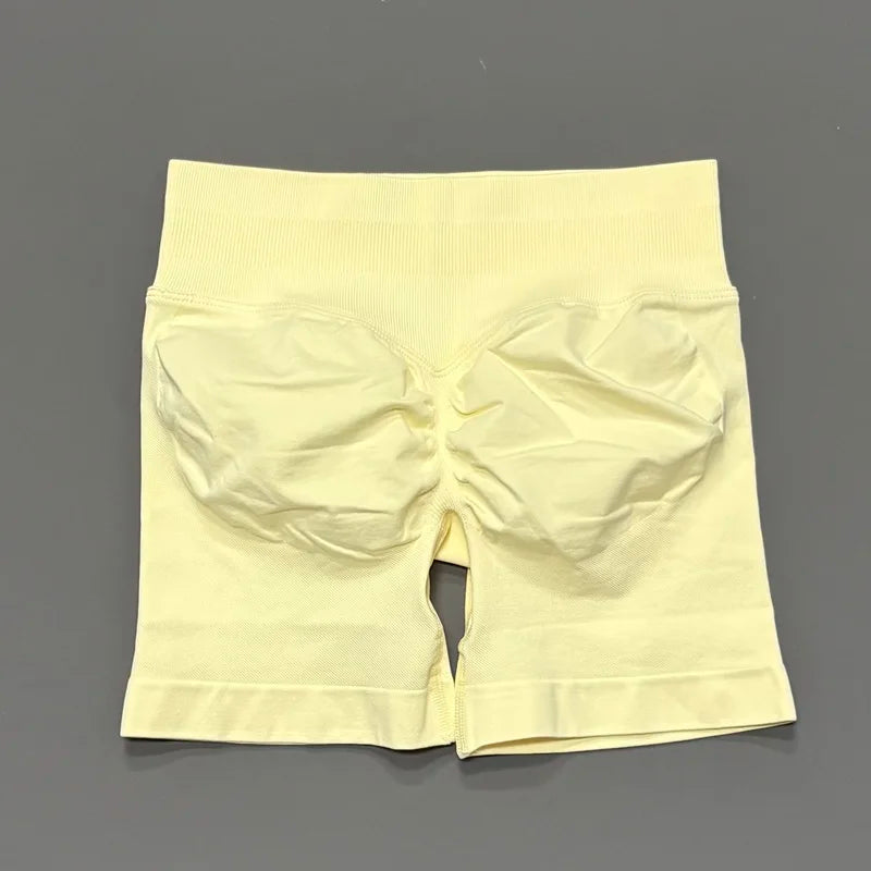 HISTELLO Impacts Shorts 4.5" Women Fitness Sports Biker Shorts Low Waist Gym Short Workout Scrunch Butt Yoga Seamless Leggings