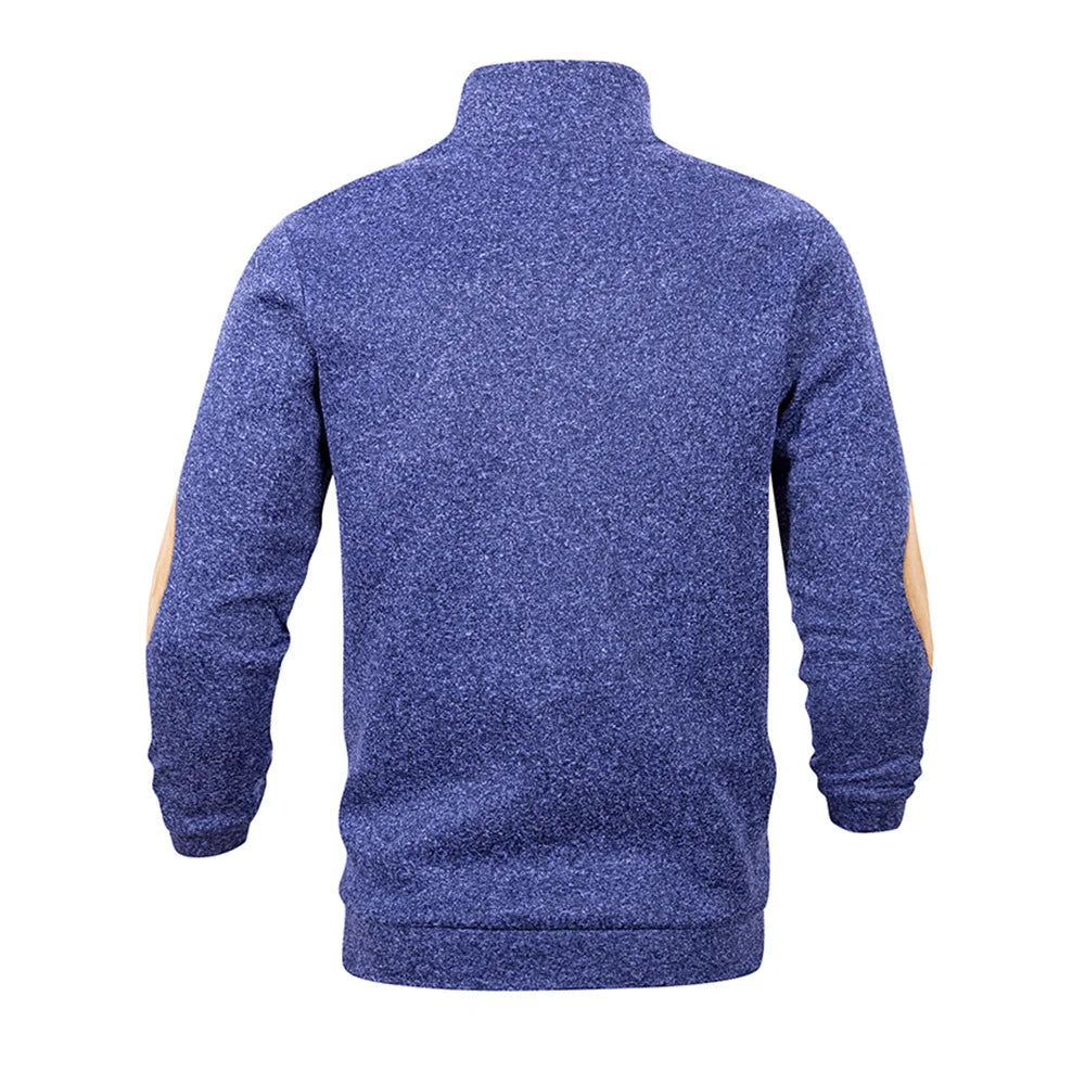 Spring Autumn Men's Casual Pullover Button Down Stand Collar Henley Polo Coats Long Sleeve Stand Collar Sweatshirts for Sport