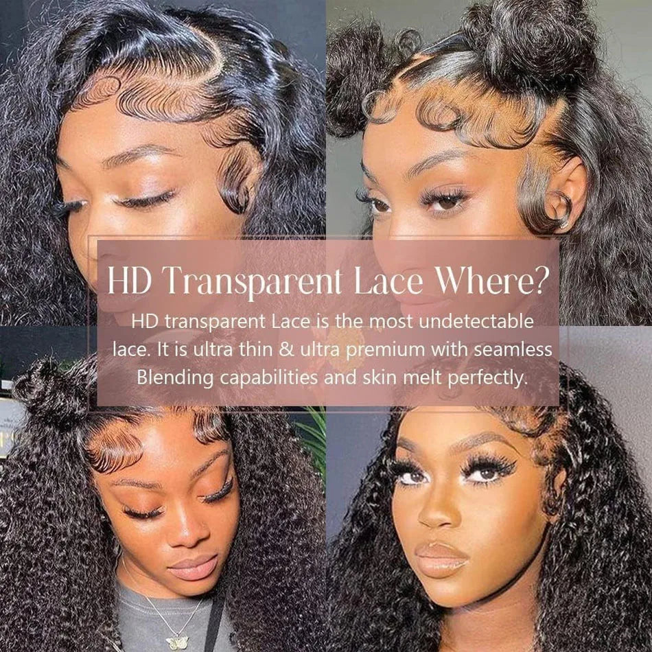 Invisible Strap 360 Full HD Lace Wig Deep Water Wave Human Hair Wig 34Inch Lace Frontal Wig Drawstring 360 Frontal Wig Glueless