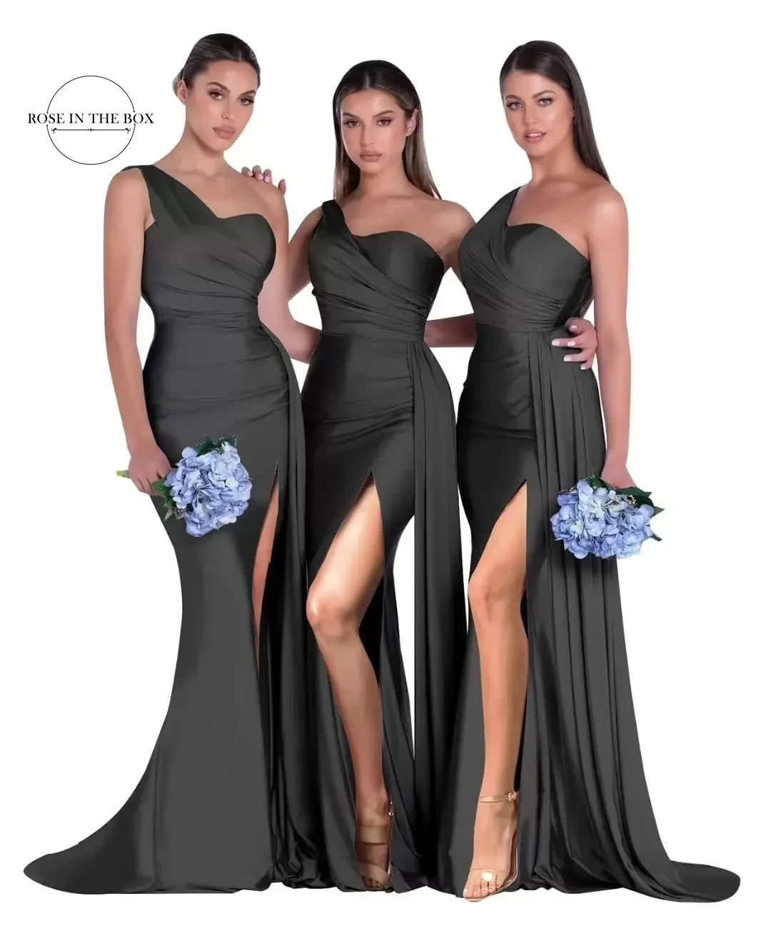 Women's One Shoulder Mermaid Satin Bridesmaid Dresses with Slit 2025 Elegant Pleated Long Formal Evening Party Gowns Customized