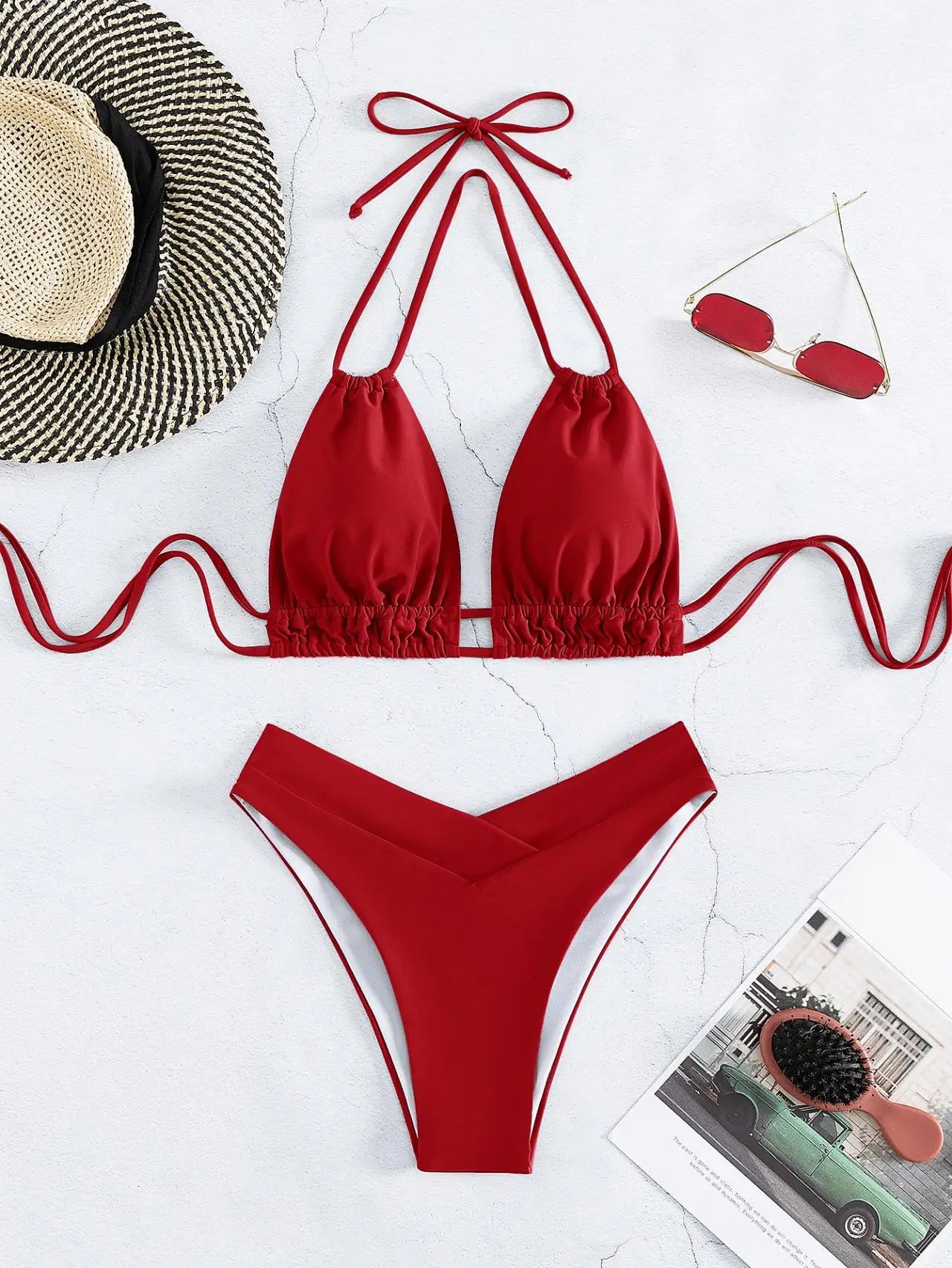 Nylon Solid Bikini Swimwear Sexy Fashion Modelling Design Swimsuit Women 2025 New Style Beachwear for Bathing Suit