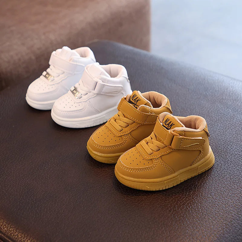 Children Autumn New Pu Leather Spots Shoes Girl Soft Soles Non-slip Comfortable Little White Shoes Boys Casual Kids Sneakers