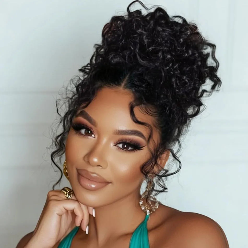 Invisible Strap 360 Full HD Lace Wig Deep Water Wave Human Hair Wig 34Inch Lace Frontal Wig Drawstring 360 Frontal Wig Glueless