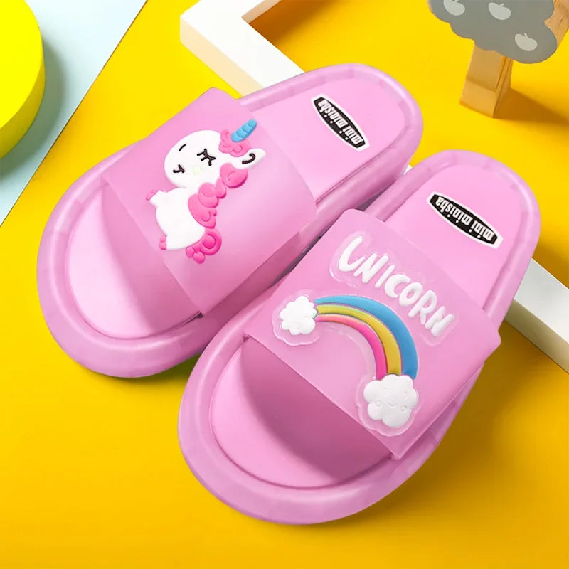 Lighted Cute Unisex Children Slippers Cartoon Unicorn Animals Prints Fashion Shoes Bathroom Kids Boys Girls Toddler Slippers