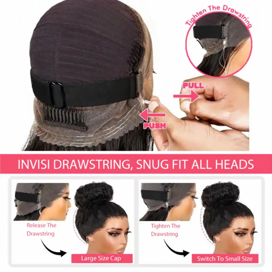 Invisible Strap 360 Full HD Lace Wig Deep Water Wave Human Hair Wig 34Inch Lace Frontal Wig Drawstring 360 Frontal Wig Glueless