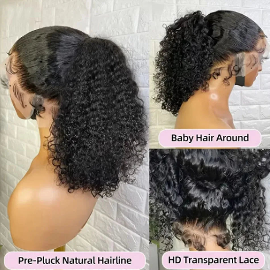 Invisible Strap 360 Full HD Lace Wig Deep Water Wave Human Hair Wig 34Inch Lace Frontal Wig Drawstring 360 Frontal Wig Glueless