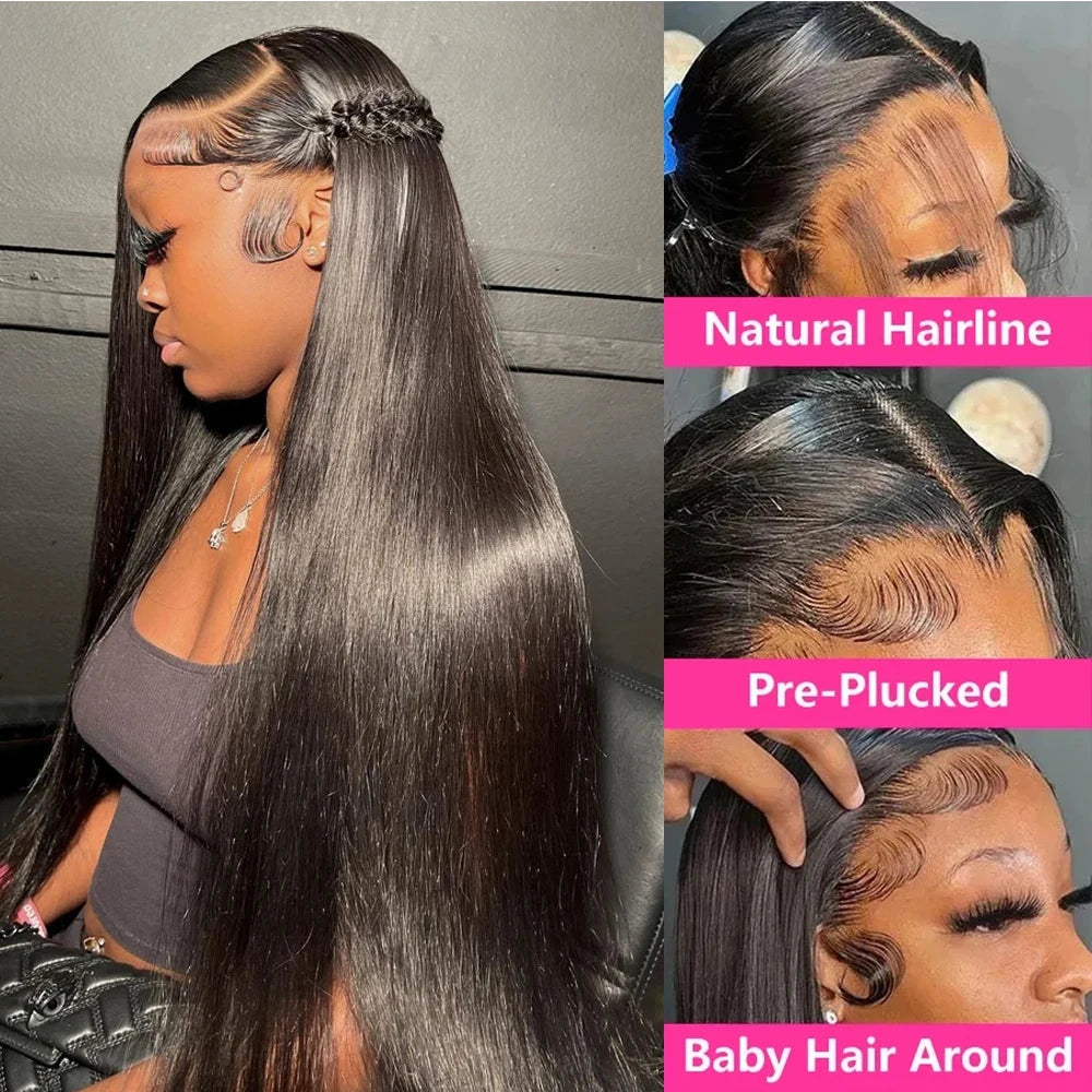 HD 360 Full Lace Wig Human Hair Pre plucked HD Lace Wig 13x6 Human Hair Wigs 36 inch Bone Straight Lace Frontal Wig For Women