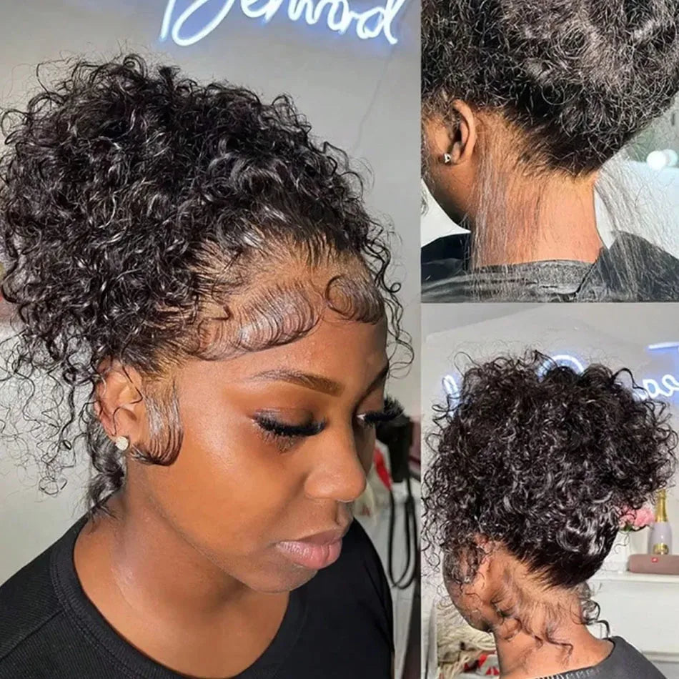 Invisible Strap 360 Full HD Lace Wig Deep Water Wave Human Hair Wig 34Inch Lace Frontal Wig Drawstring 360 Frontal Wig Glueless